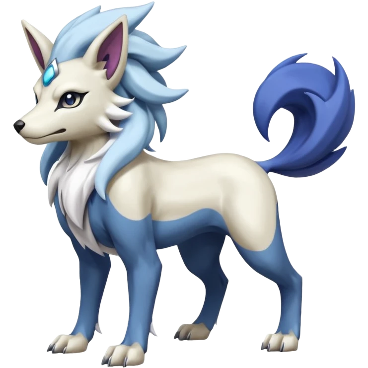 Suicune-Samurott-Lycanroc-Absol-Fakémon-hybrid-creature (full body)  emoji