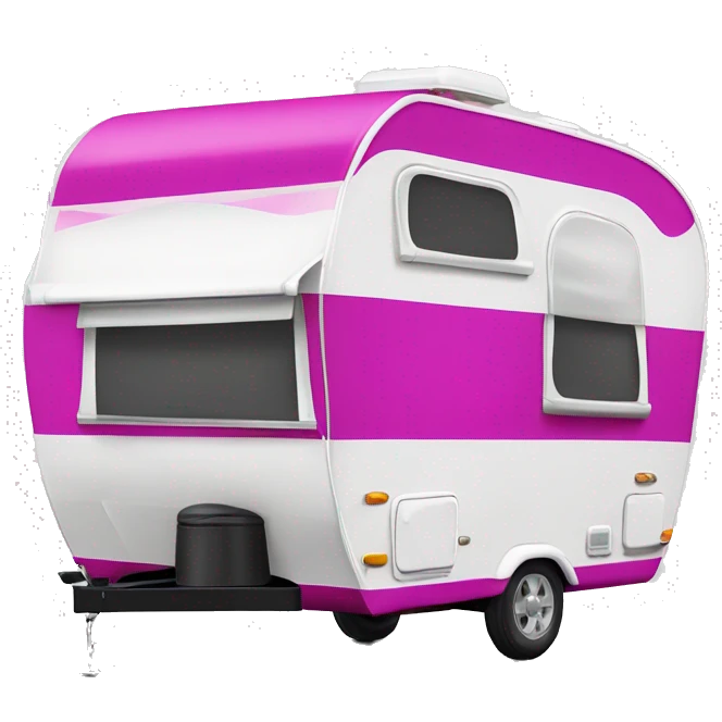Realistic fuschia camping travel trailer isolated.  emoji