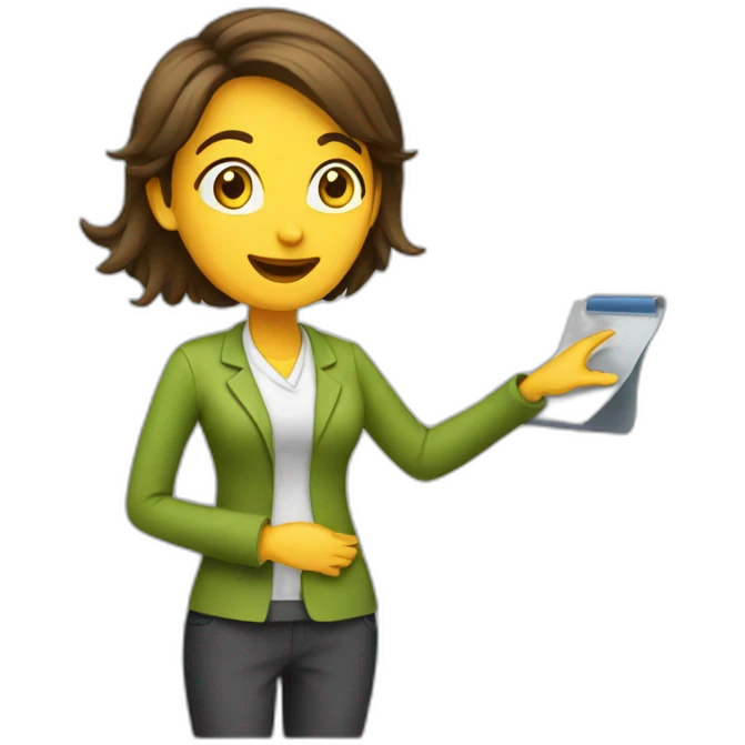 women presenting a slide emoji