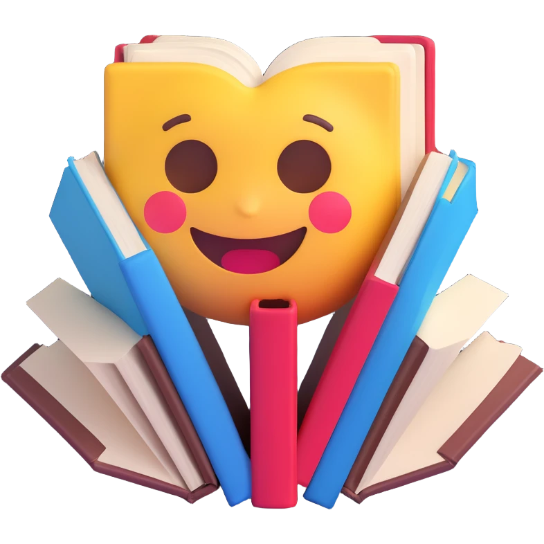 3D emoji style, book theme emoji