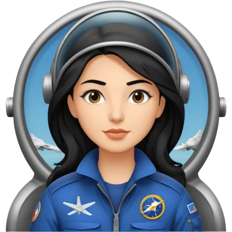 Femme cheveux long noir travaille dans le domaine de l'aéronautique gros sourcils haut du corps emoji