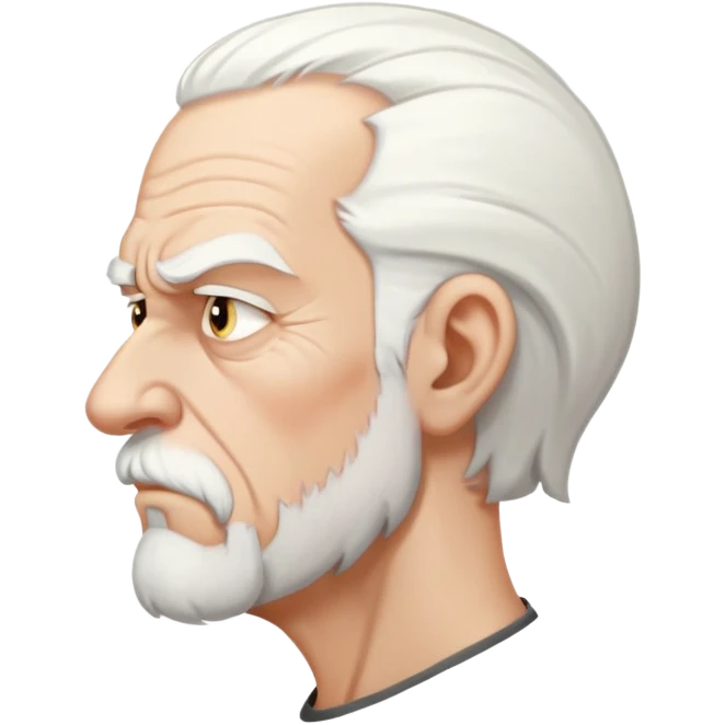 old angry man in profile view with white hair and goatee emoji