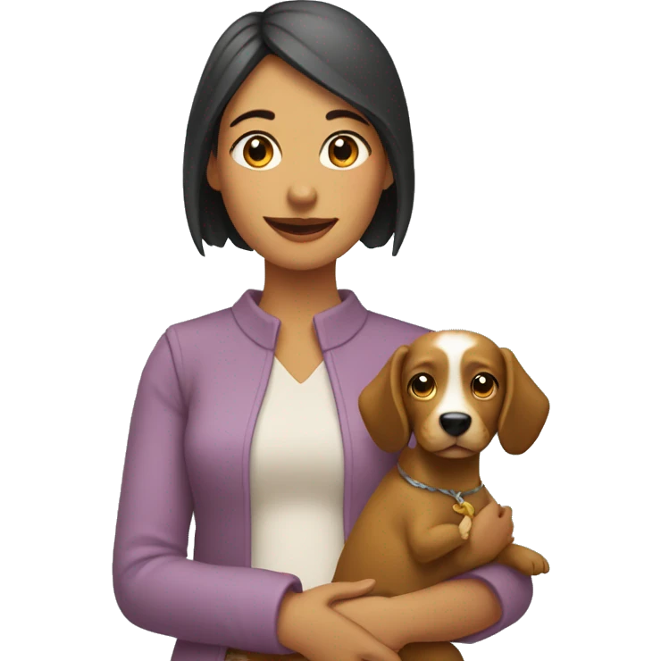 Mujer con perro y un pato  emoji