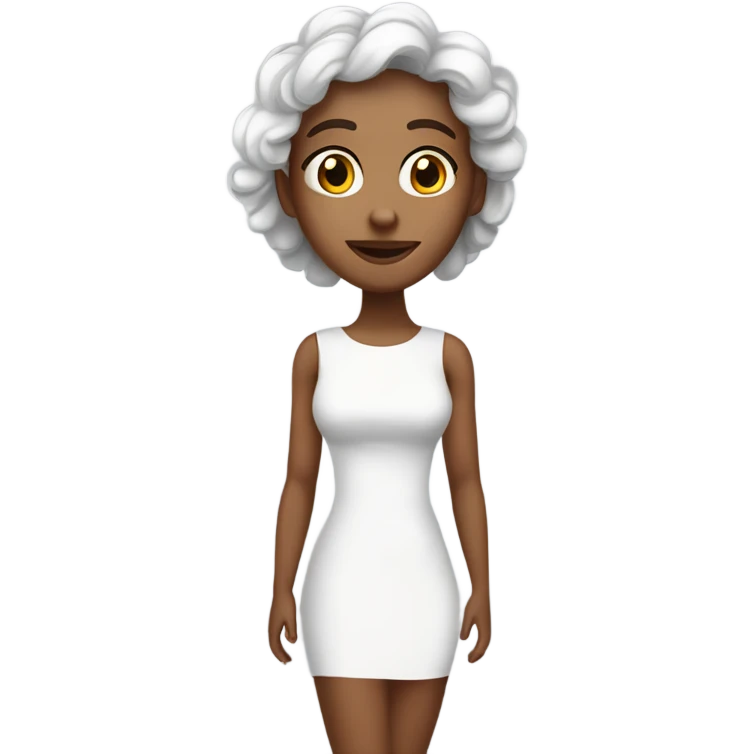 crie uma mulher loira com um vestido branco  emoji