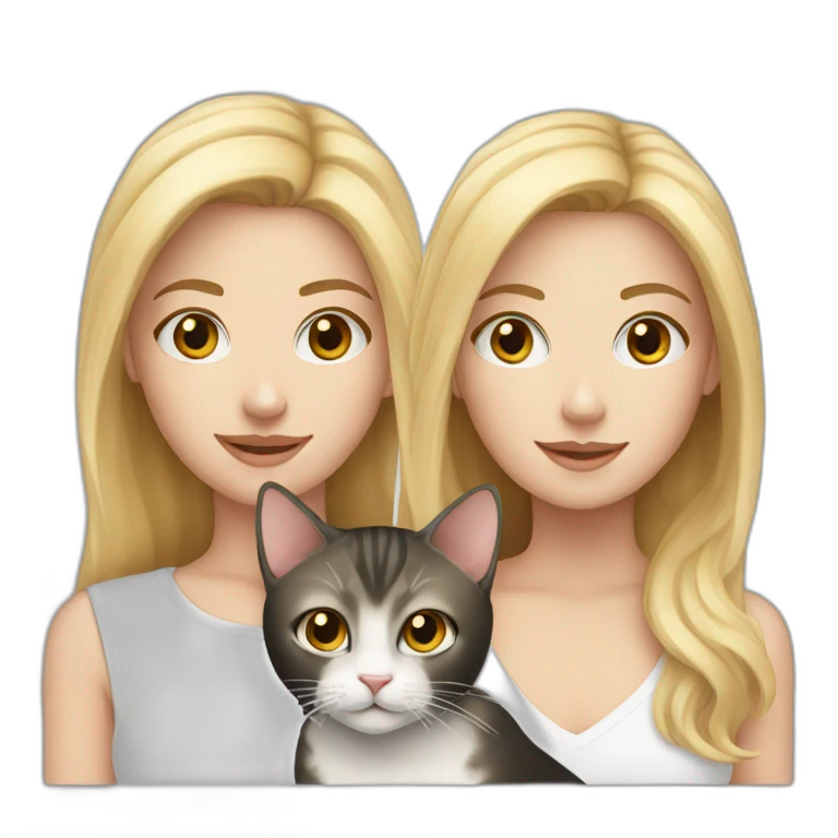 Blond white girl with 2 cats  one brown and one black emoji