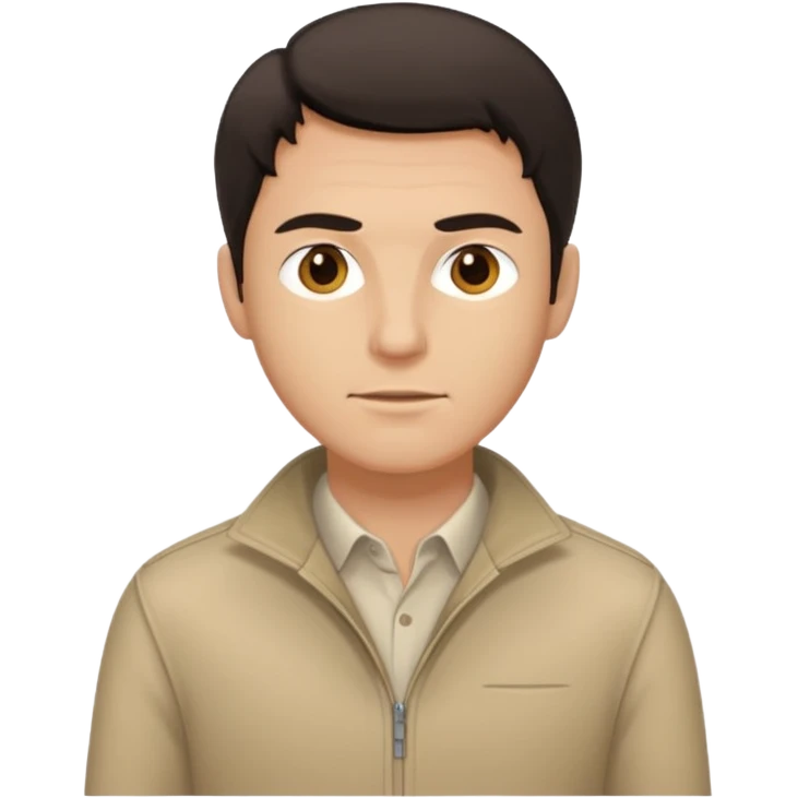 A white man with dark hair and beige clothes emoji