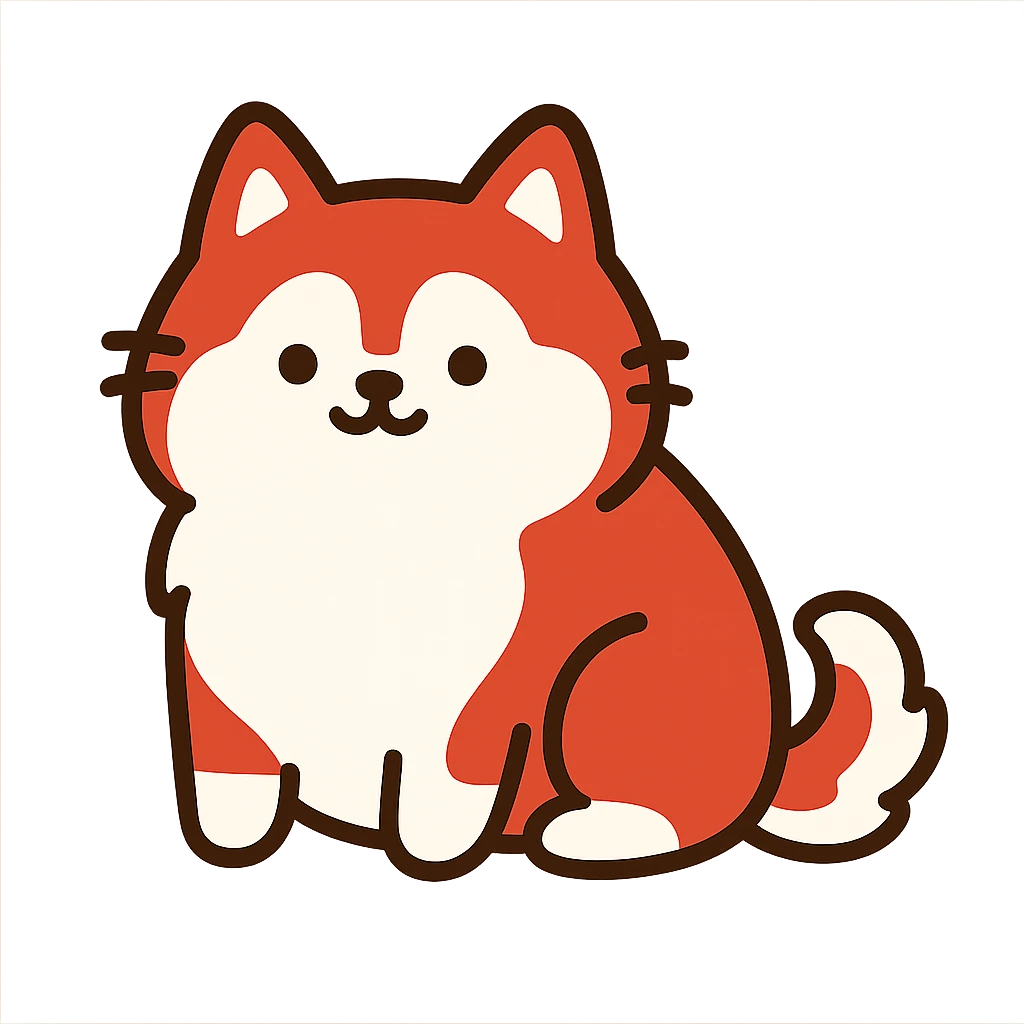pusheen-style red siberian husky emoji