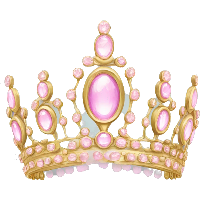 Gold tiara with light pink jewels emoji