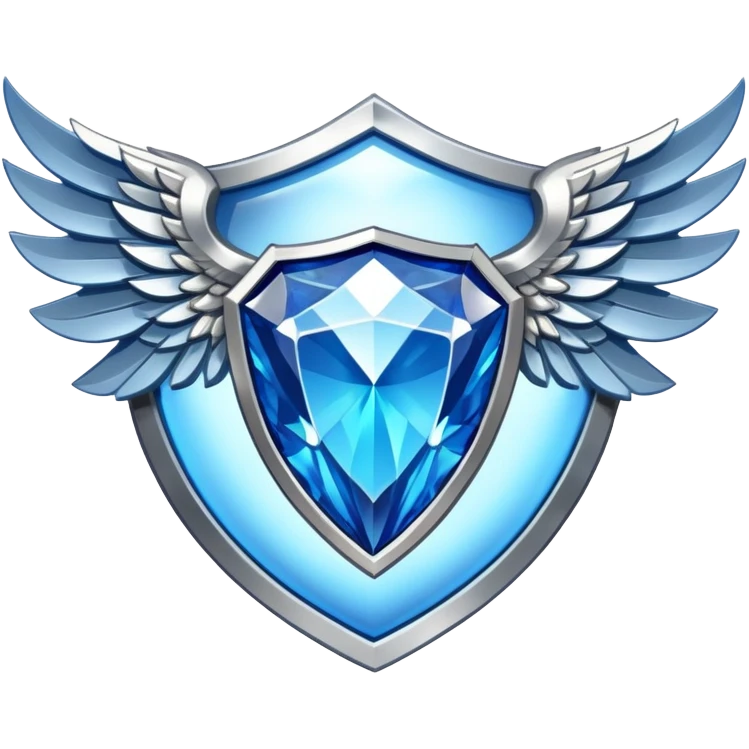 Shield with large wings and a big blue diamond in the center and VIP label emoji