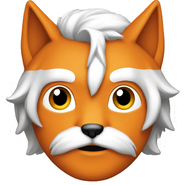 Orange-haired man wearing half kitsune mask emoji