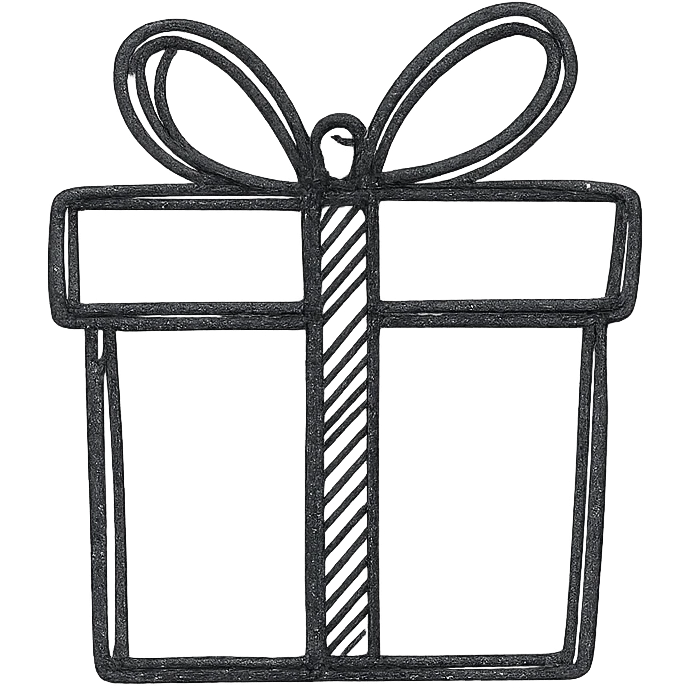 gift icon, outlined style, no fill, black lines, minimalist aesthetic emoji