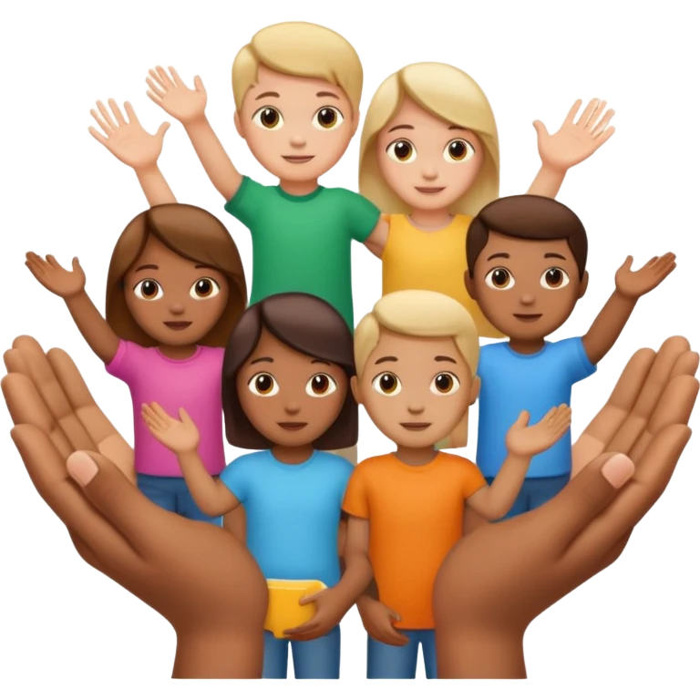 open hands holding multiple child icons emoji