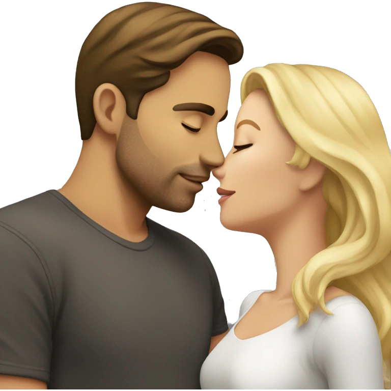 brunette man kissing blonde girl emoji