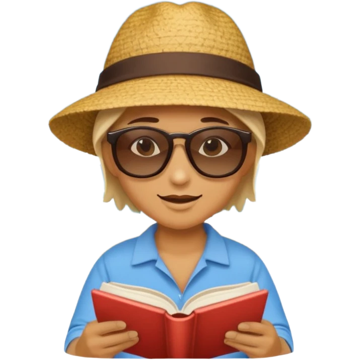 Reading a book at the beach. emoji