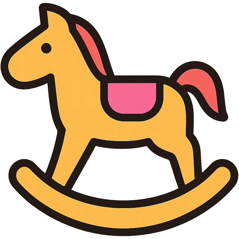 rocking horse, color icon style, simple and clear, suitable for app icon emoji