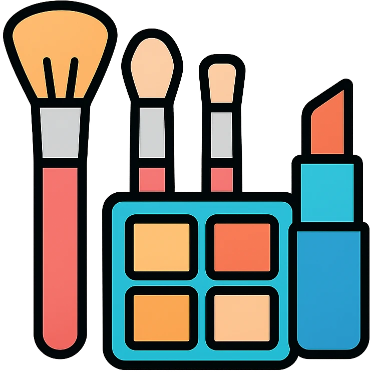 Makeup brushes and cosmetics kit emoji
