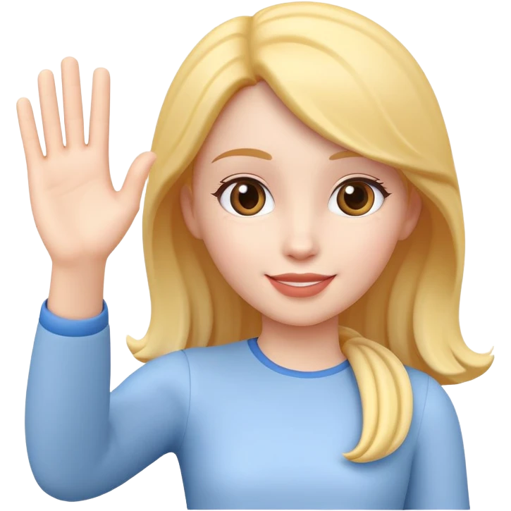 generate realistic detailed girl waving hi 3d style  emoji