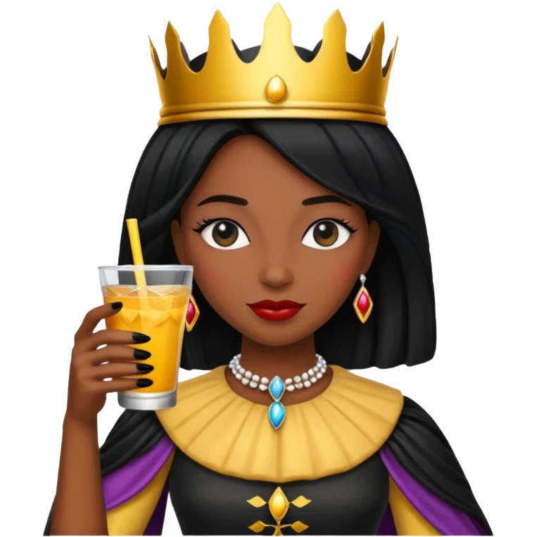 black queen with drink emoji