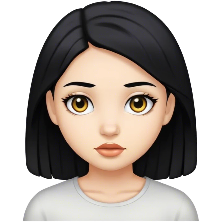 Girl black hair black eyes  emoji