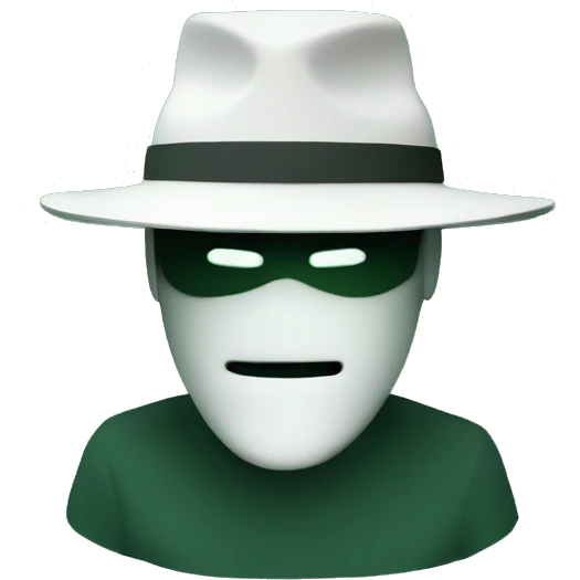 hacker with white hat on green glitch background  emoji