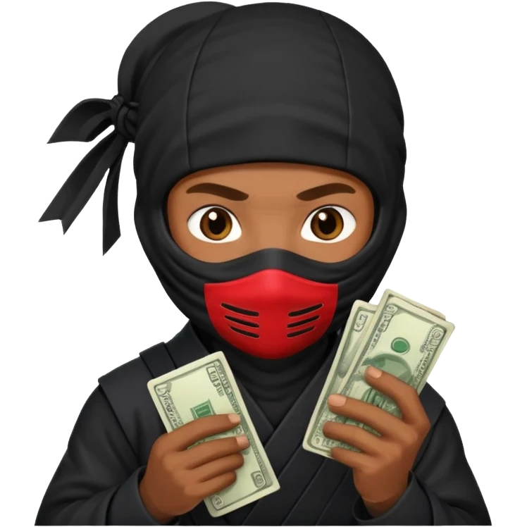 Ninja holding phone and money emoji