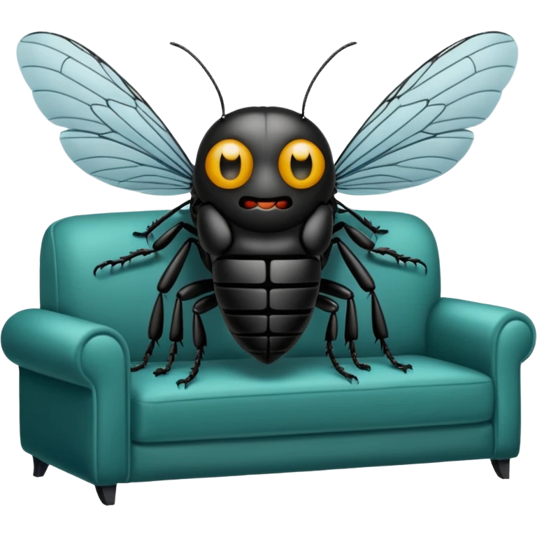 Black Cicada watching on a phone sit on a sofa  emoji