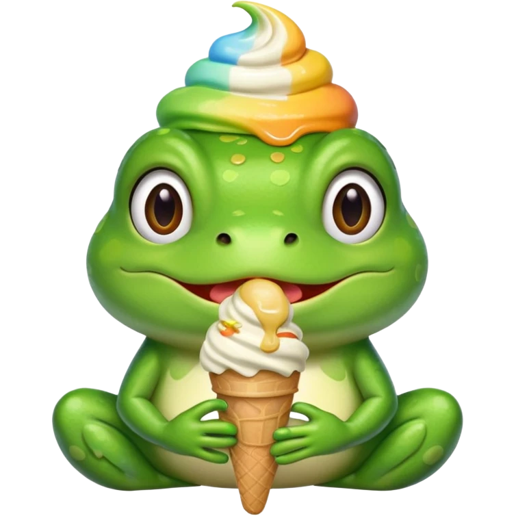 dondurma yiyen kurbağa emoji