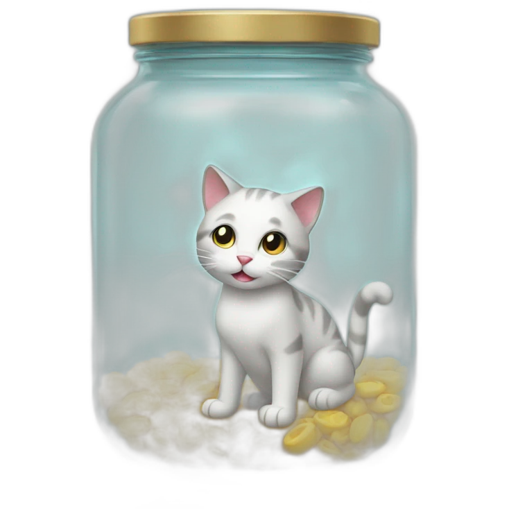 Cat gets out of a glass jar emoji