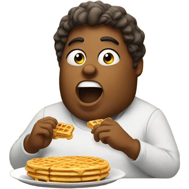 fat person eating waffles emoji