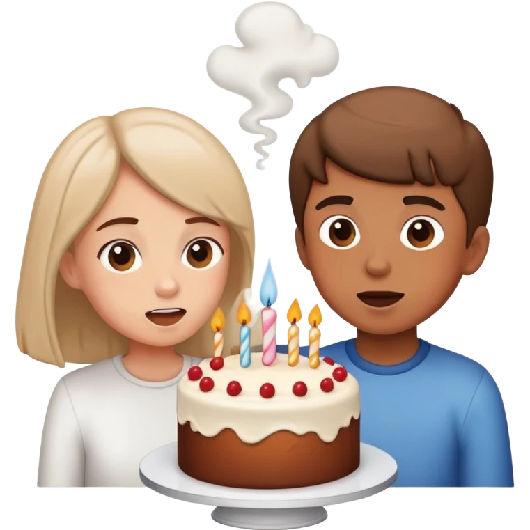 sister and brother blowing into a cake emoji