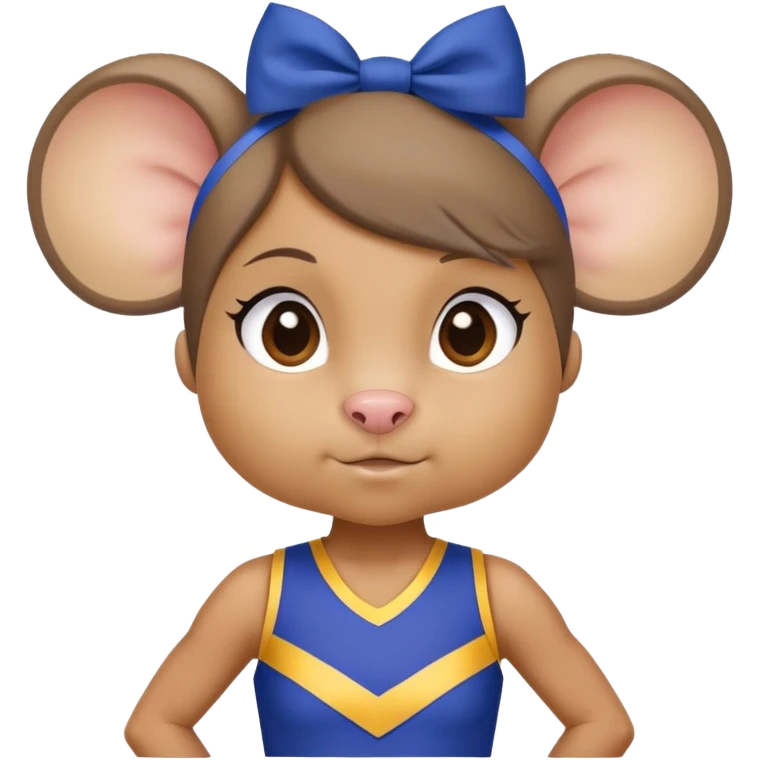 girl rat with a blue bow, wearing a blue and gold cheerleader outfit, Vikings team colors emoji