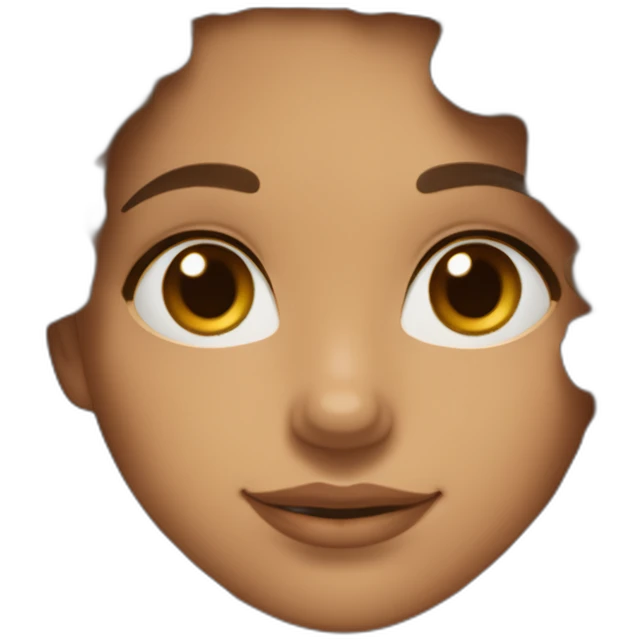 Woman with curly & wavy brown hair, tinted skin color, brown eyes, Aruban / Dutch mixed, dimples emoji