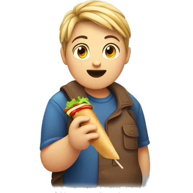 Fat teenager eating a kebab emoji