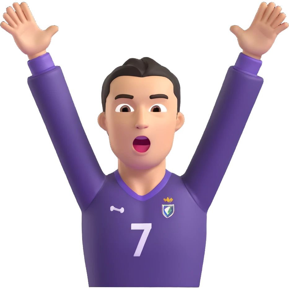 Cristiano Ronaldo doing his signature 'Siu' celebration emoji