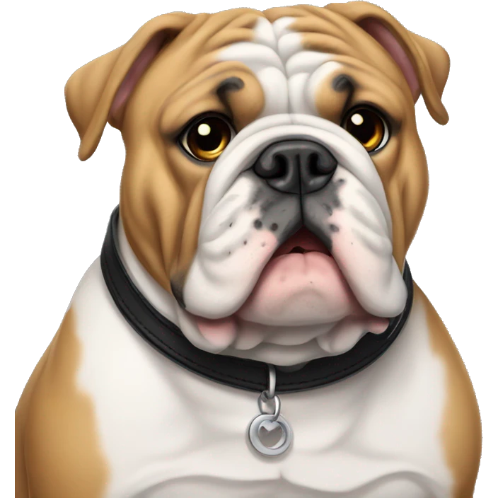 An English bulldog with a black collar emoji