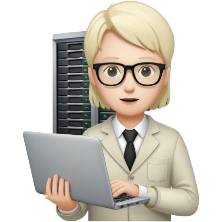 system administrator with a laptop and server behind emoji