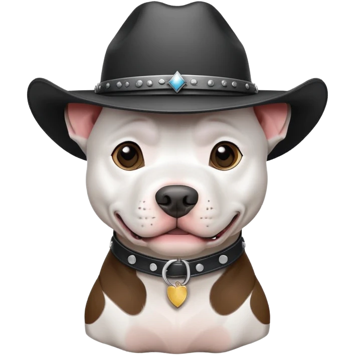 Black and white pitbull wearing cowboy hat  emoji