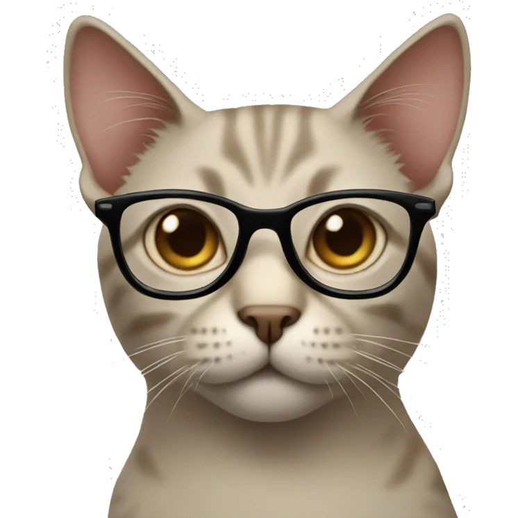 Cat with glasses and big brown eyes emoji