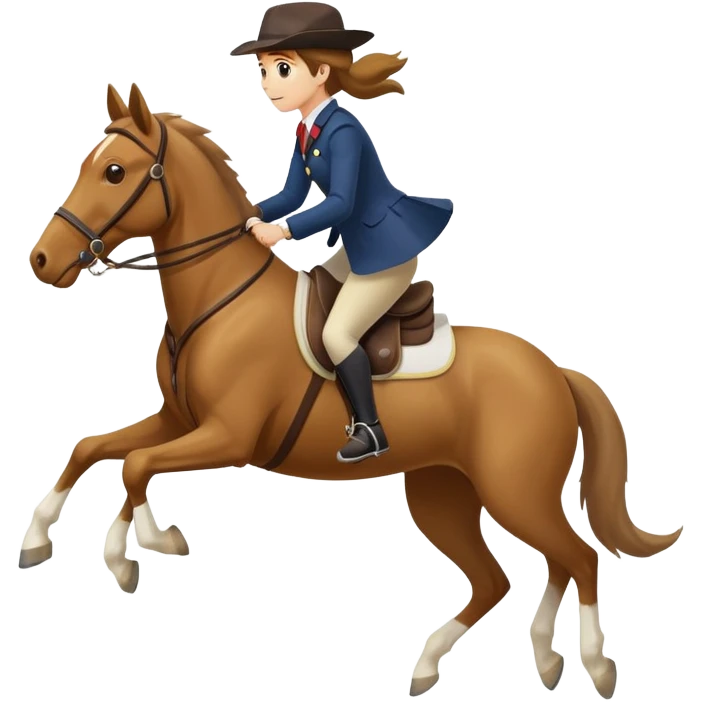 person riding a horse jumping over a dog emoji