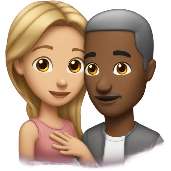 White man, kissing brown-skinned woman’s ear emoji