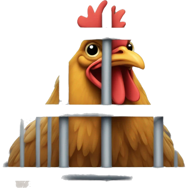 Chicken behind bars in a prison cell  emoji