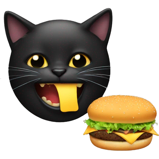 Black cat eat hamburger  emoji