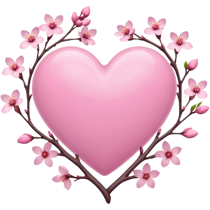 pink heart entwined with sakura branches emoji