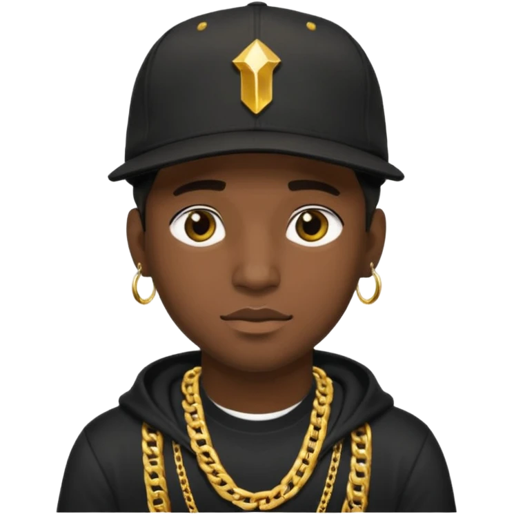 black guy with golden chains and a snapback cap emoji