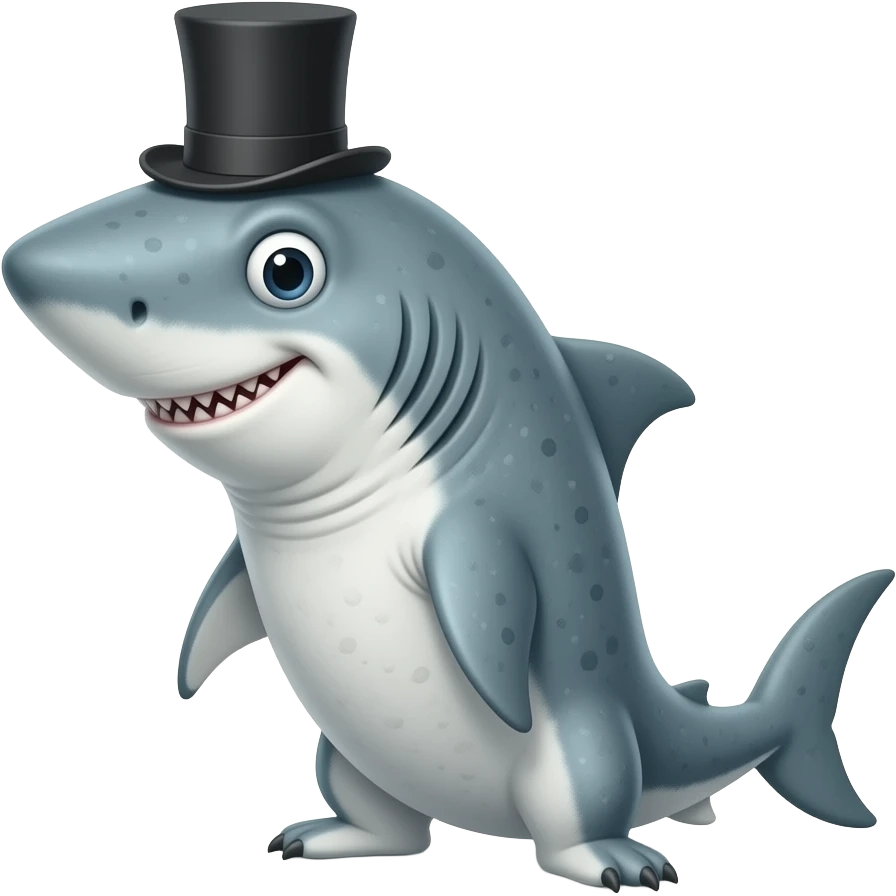 Shark with a top hat emoji