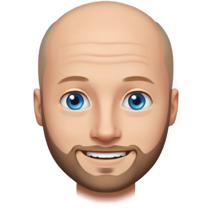 homme yeux bleus presque chauve et une barbe courte moins de chevaux et sourir emoji