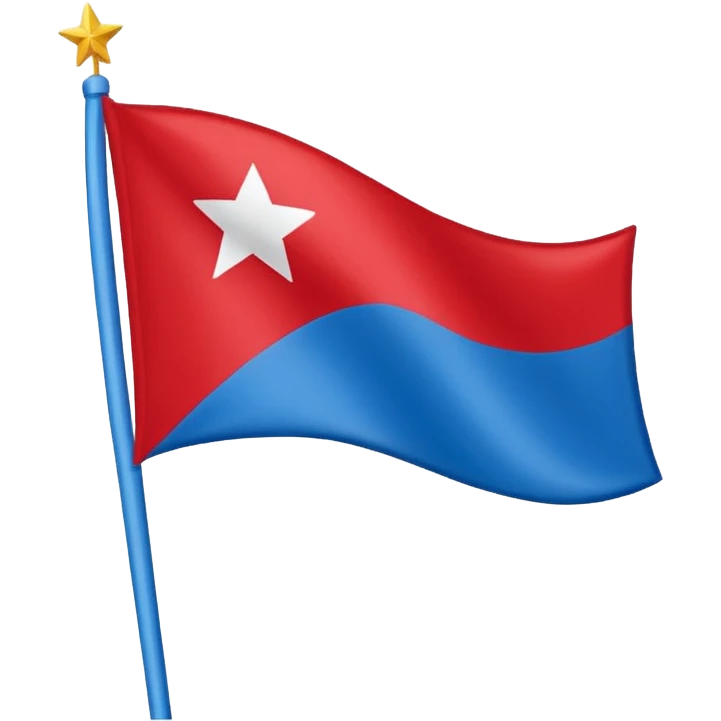 Bandeira vermelha, com uma faixa branca na diagonal, e uma estrela azul no meio emoji