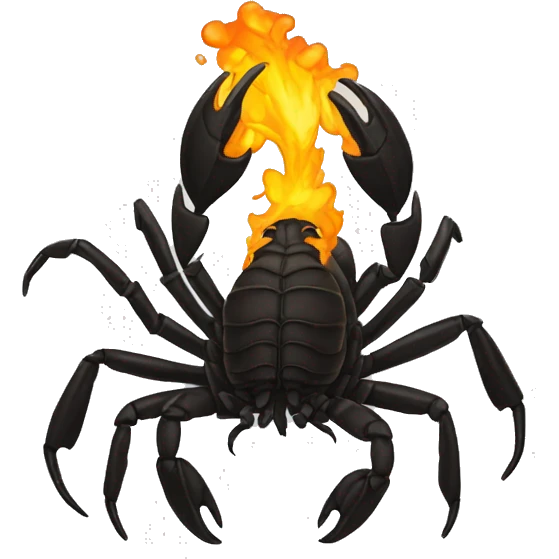 Scorpion preto saindo do fogo emoji