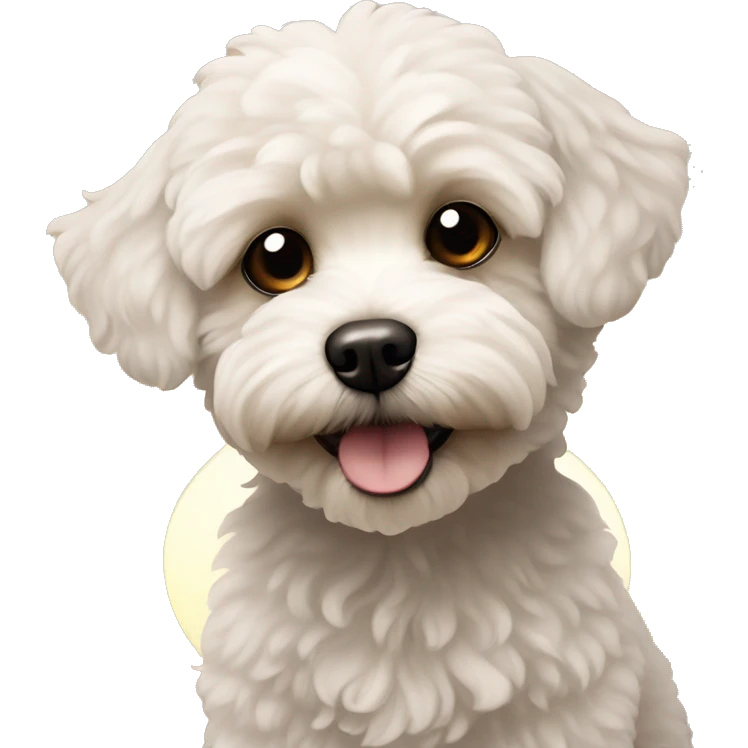 Maltipoo with sun behind emoji