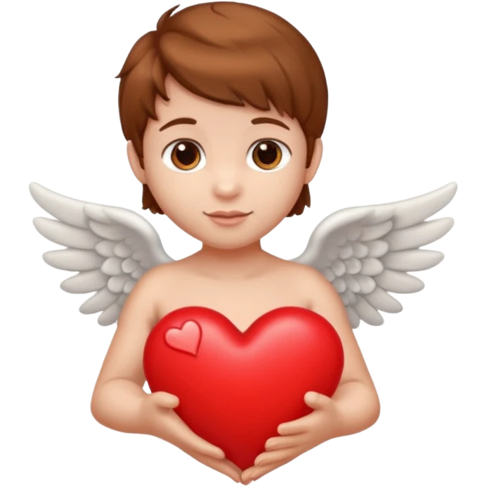 cupid hanging a heart with brown hair emoji